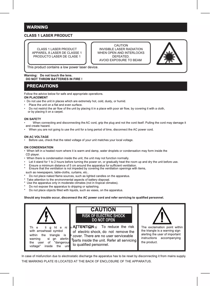 Page 1 de la notice Manuel utilisateur Soundmaster SCD5405