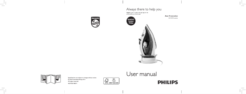 Page 1 de la notice Manuel utilisateur Philips Azur FreeMotion GC4595