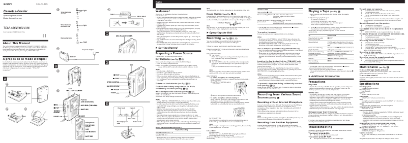 Image de la première page du manuel de l'appareil TCM-465V