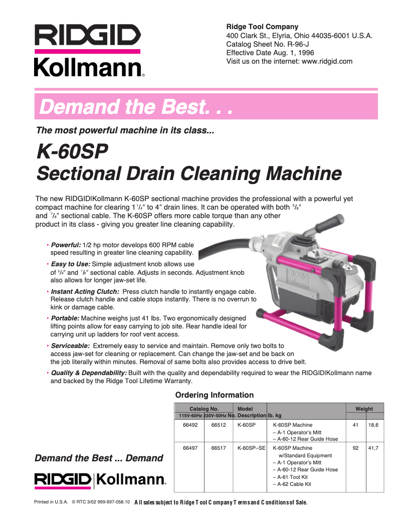 Image de la première page du manuel de l'appareil K-60SP