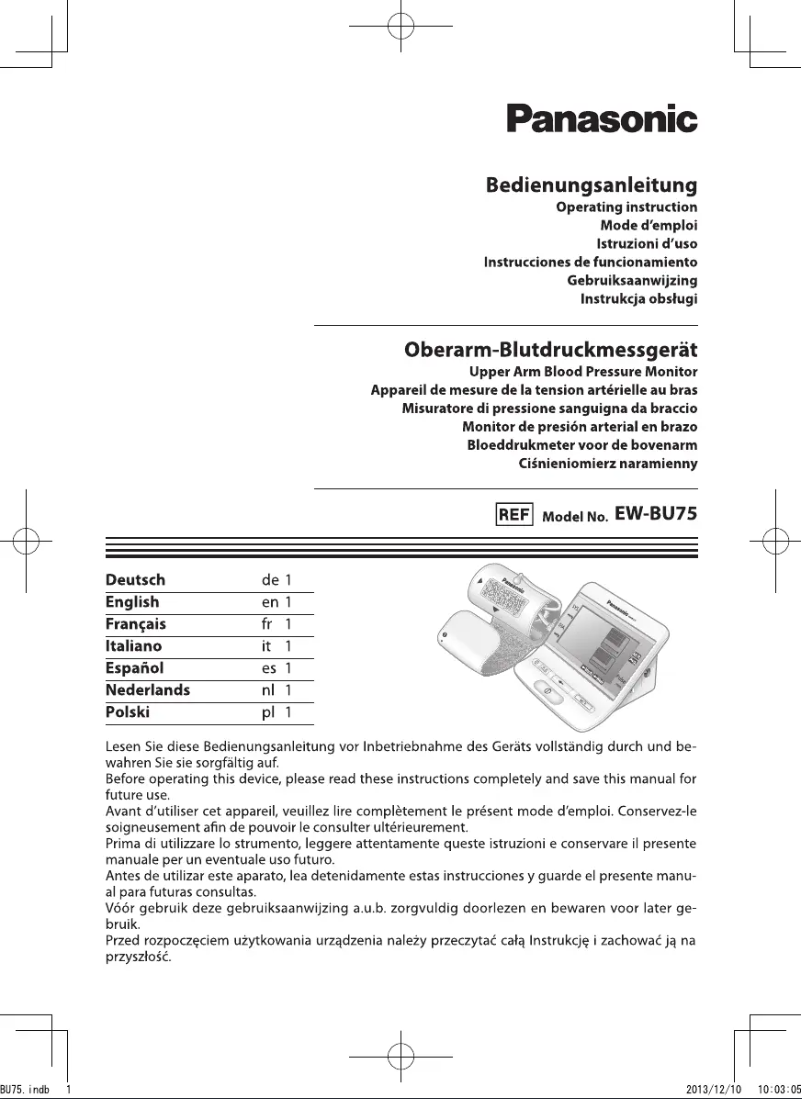Page 1 de la notice Manuel utilisateur Panasonic EW-BU75