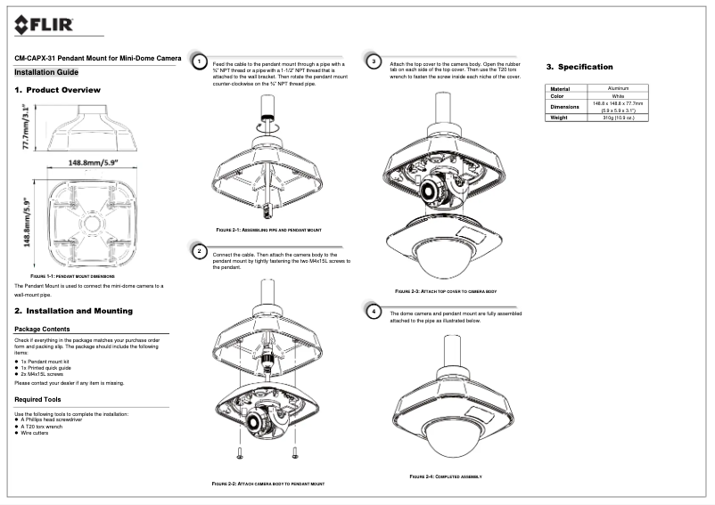 Page 1 de la notice Guide d'installation FLIR ARIEL CM-3102