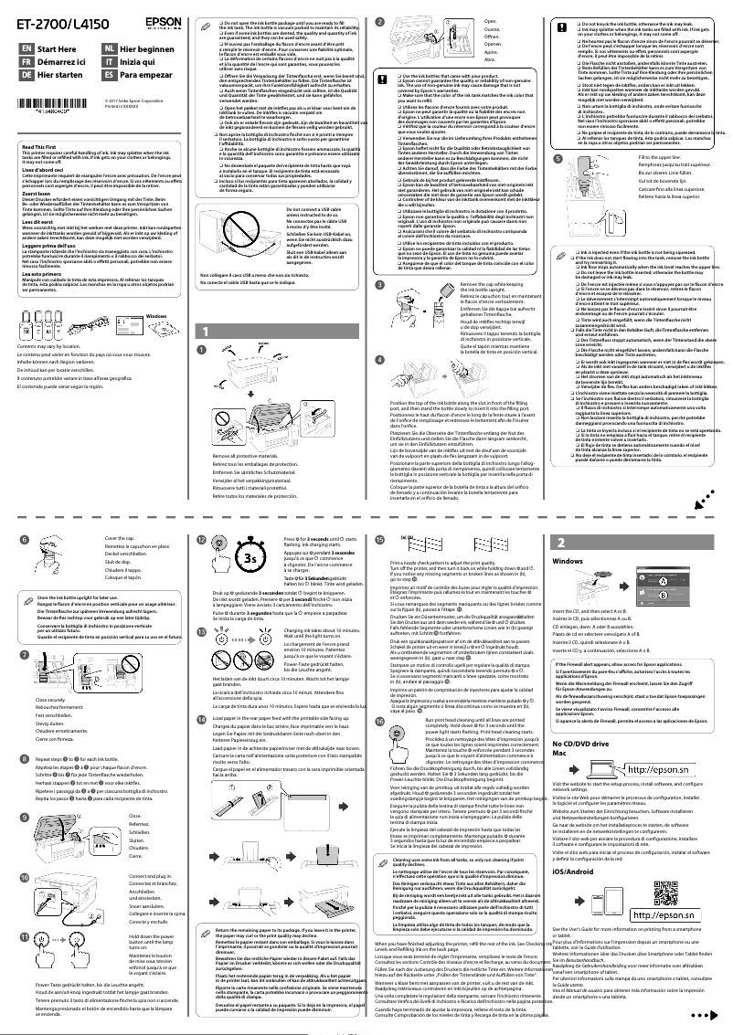 Page 1 de la notice Guide d'installation Epson L4150