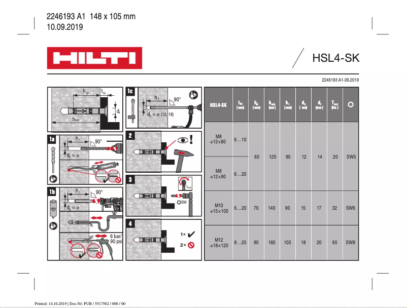 Page 1 de la notice Manuel utilisateur Hilti HSL4-SK