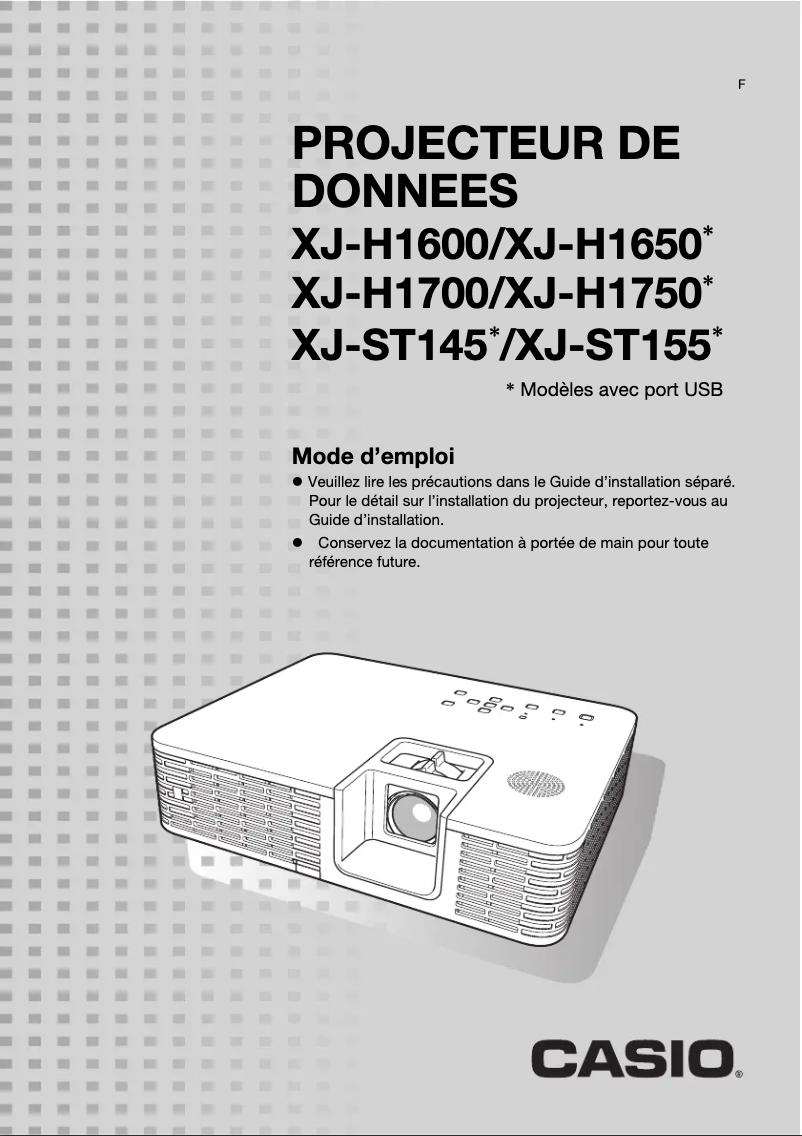 Image de la première page du manuel de l'appareil XJ-H1600