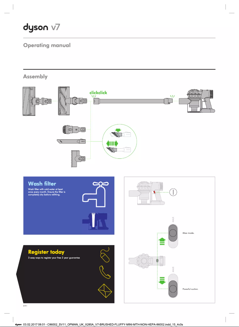 Page 1 de la notice Manuel utilisateur Dyson V7 Animal