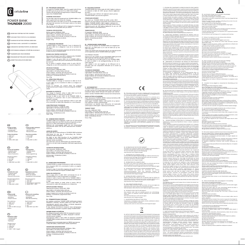 Page 1 de la notice Manuel utilisateur Cellular Line THUNDER 20000