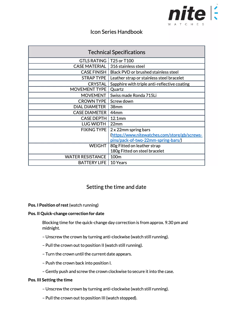 Page 1 de la notice Manuel utilisateur Nite Icon-201