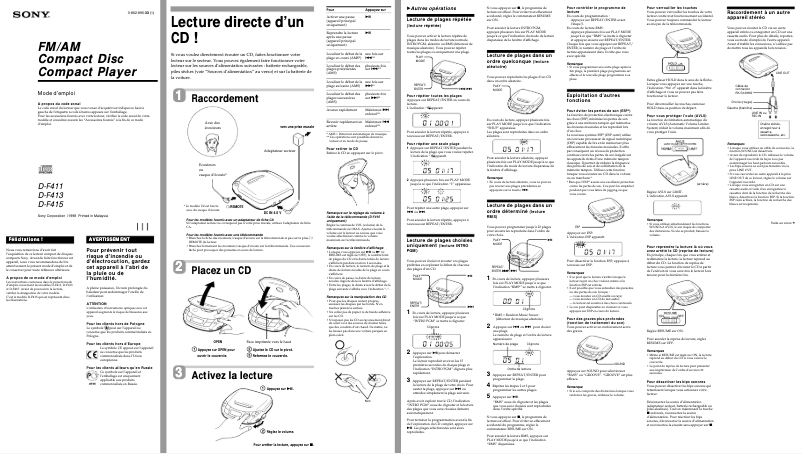 Page n°1 - Manuel utilisateur Sony D-F413