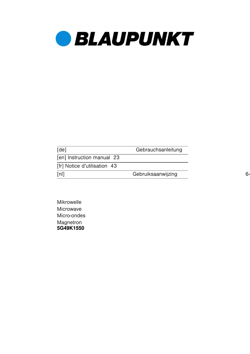 Image de la première page du manuel de l'appareil 5G49K1550