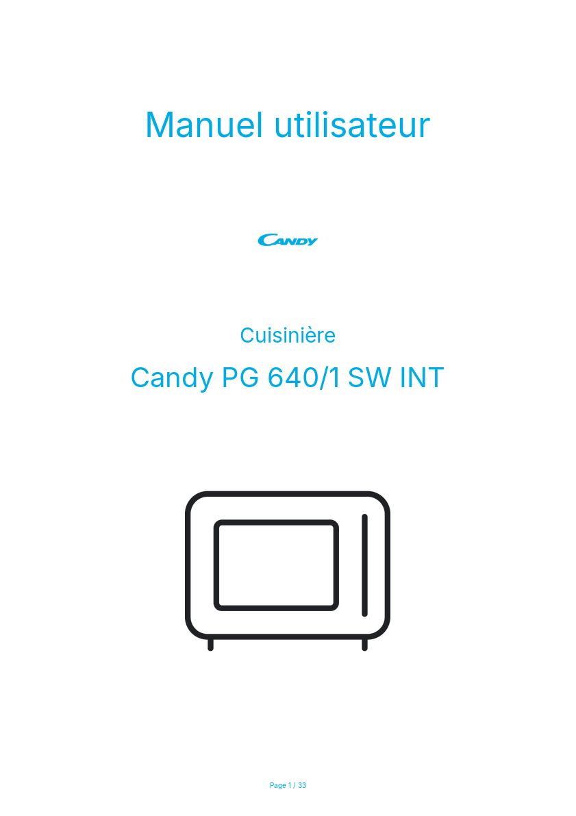 Page n°1 - Manuel utilisateur Candy PG 640/1 SW INT