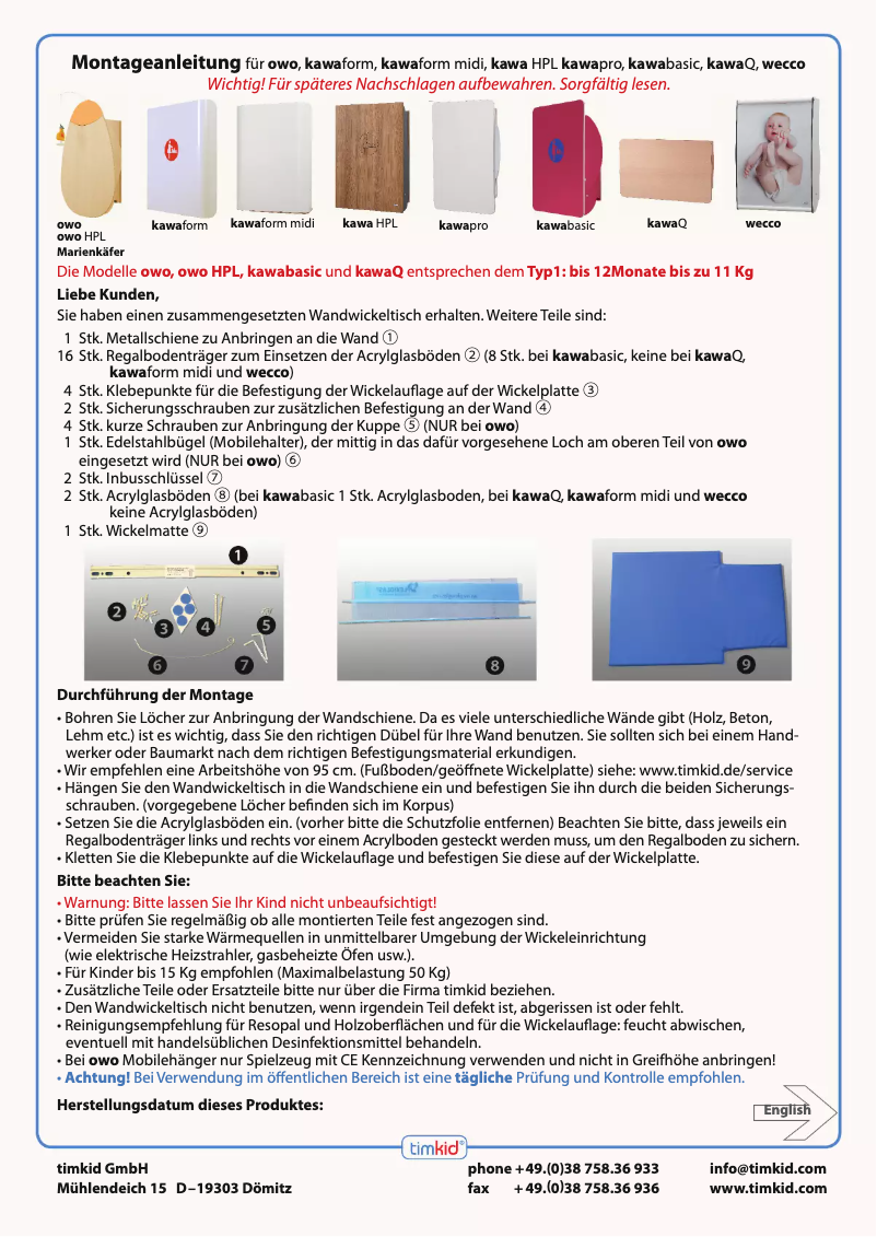 Page n°1 - Manuel utilisateur Timkid Kawaform