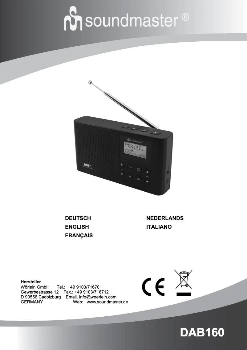 Page n°1 - Manuel utilisateur Soundmaster DAB160