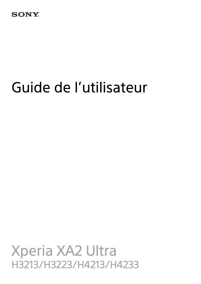 Page 1 de la notice Manuel utilisateur Sony Ericsson Xperia XA2 Ultra