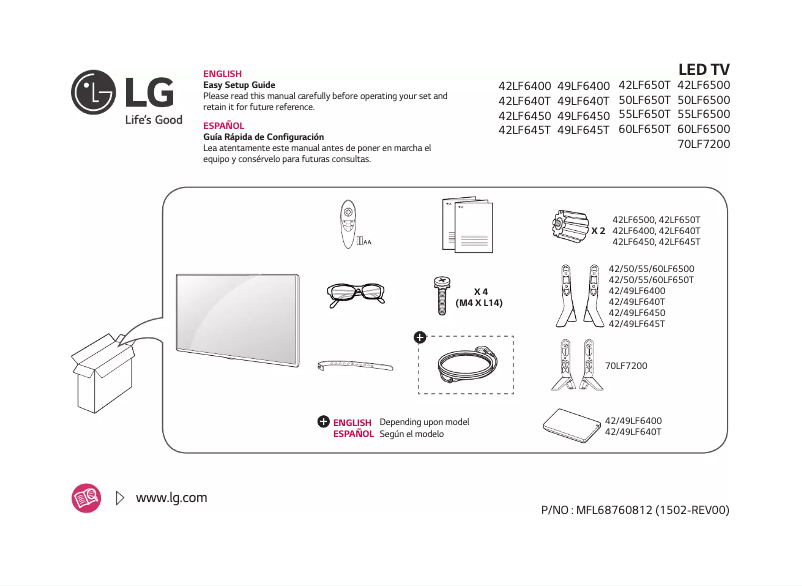 Page 1 de la notice Manuel utilisateur LG 42LF6400