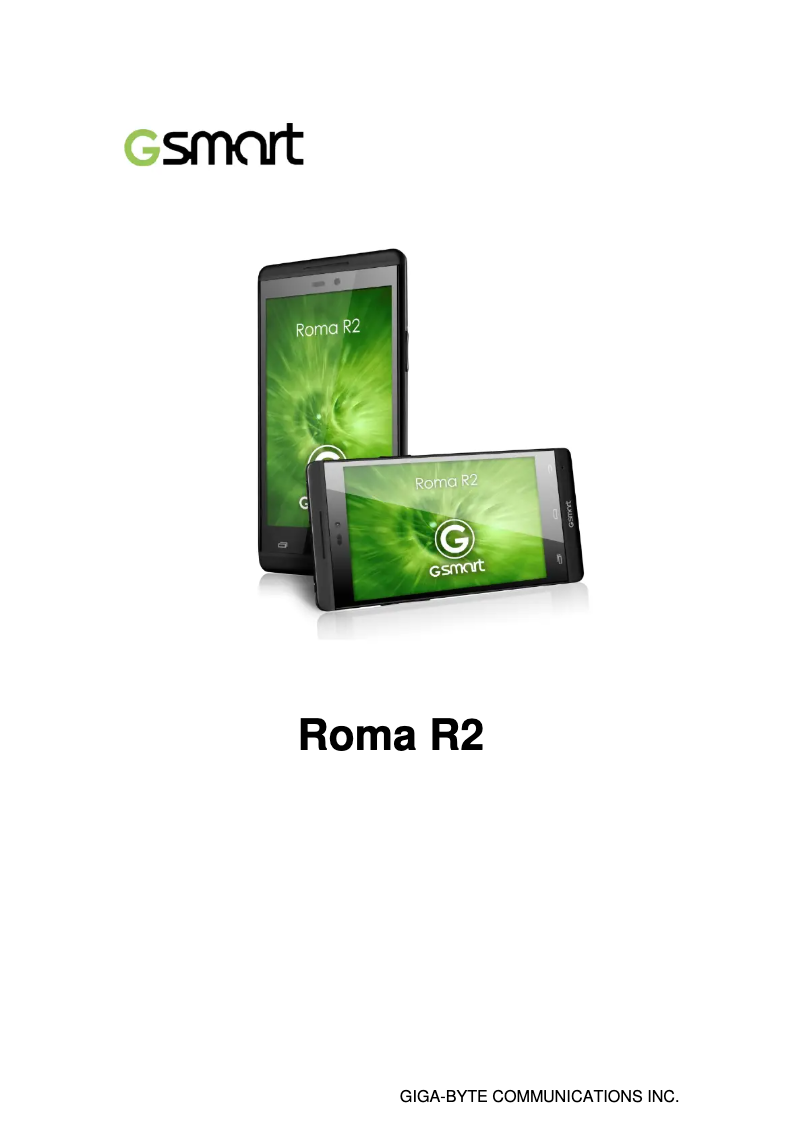 Page n°1 - Manuel utilisateur GSmart Roma R2