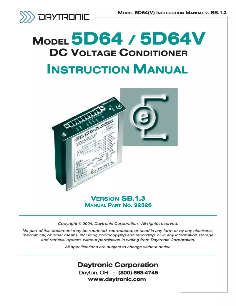 Página 1 del manual Manual de usuario Daytronic 5D64V