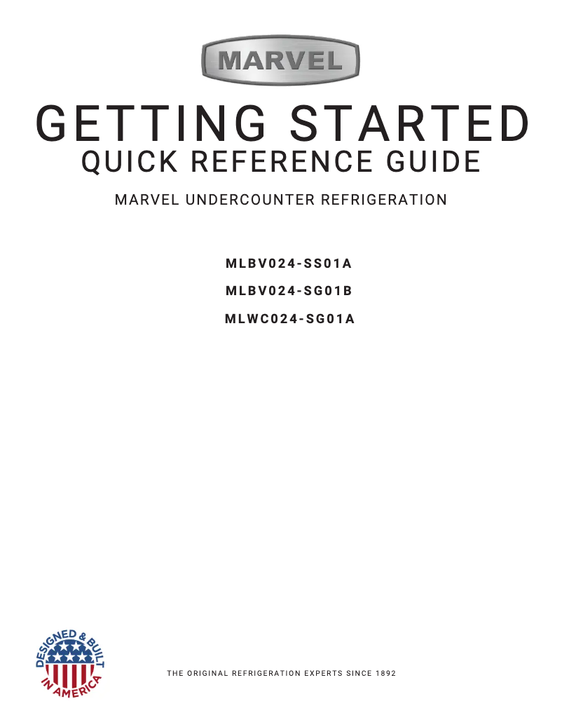 Page n°1 - Guide d'installation Marvel MLWC024-SG01A