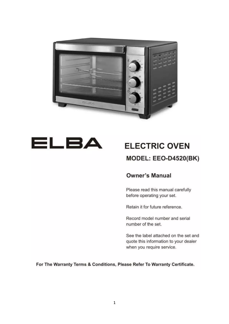 Page n°1 - Manuel utilisateur Elba EEO-D4520(BK)