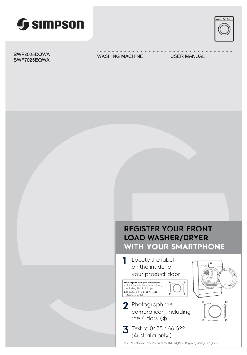 Page n°1 - Manuel utilisateur Simpson SWF8025DQWA
