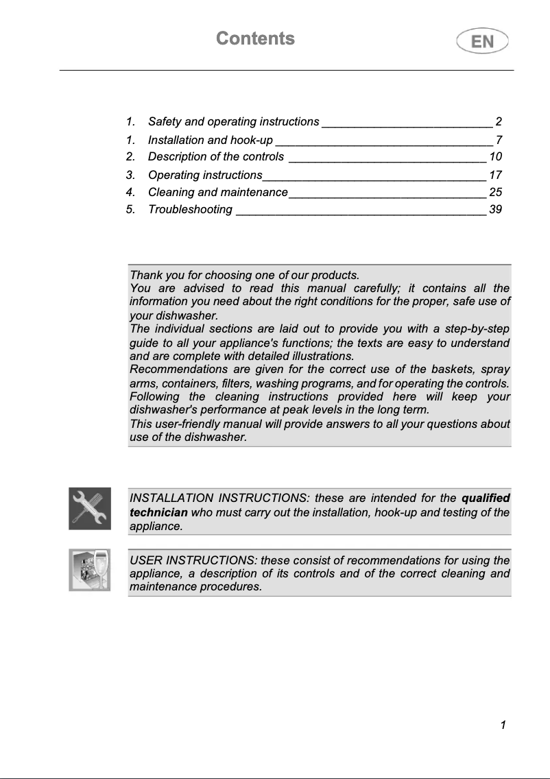 Page n°1 - Manuel utilisateur Smeg DWA6214X2