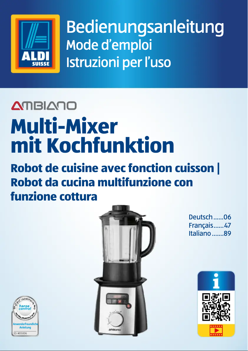 Page 1 de la notice Manuel utilisateur Ambiano GT-MM-01CH