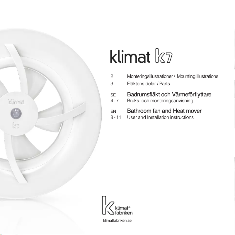 Page n°1 - Manuel utilisateur Klimat K7