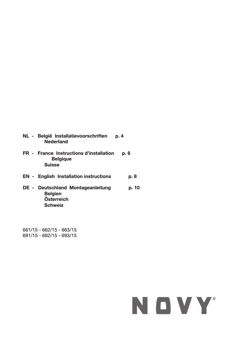Page 1 de la notice Guide d'installation Novy 662