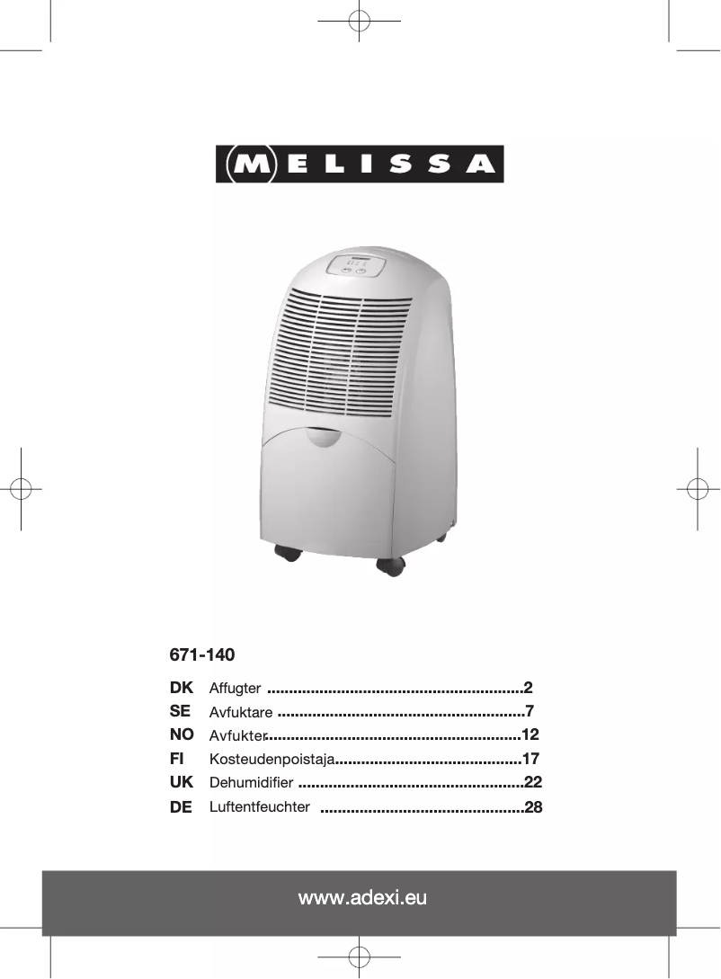 Página 1 del manual Manual de usuario Melissa 671-140