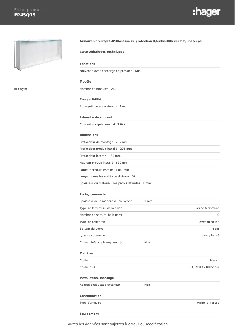 Image de la première page du manuel de l'appareil FP45Q1S