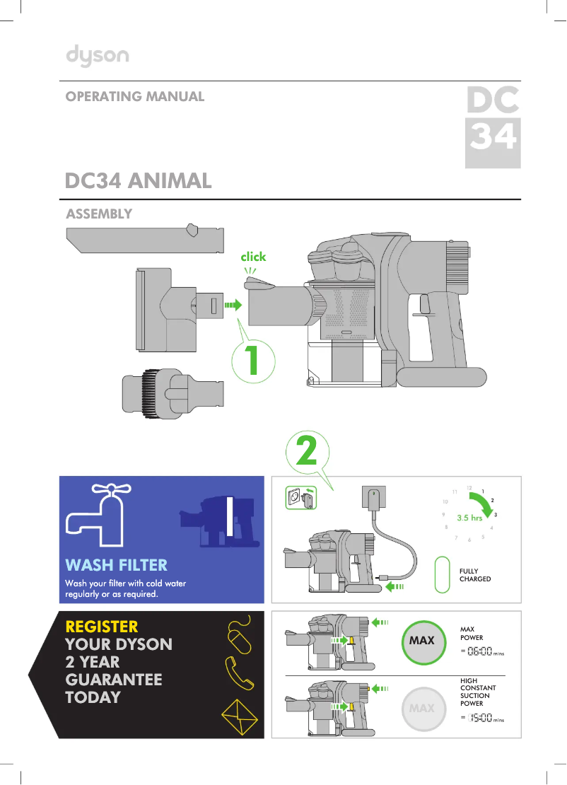 Page n°1 - Manuel utilisateur Dyson DC34 Animal