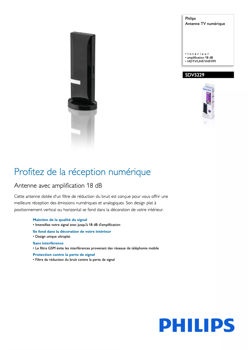 Page n°1 - Fiche technique Philips SDV5229