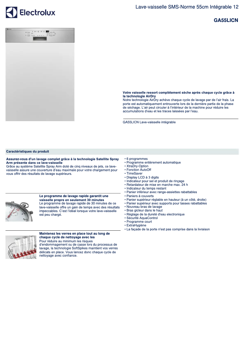 Page n°1 - Fiche technique Electrolux GA55LICN