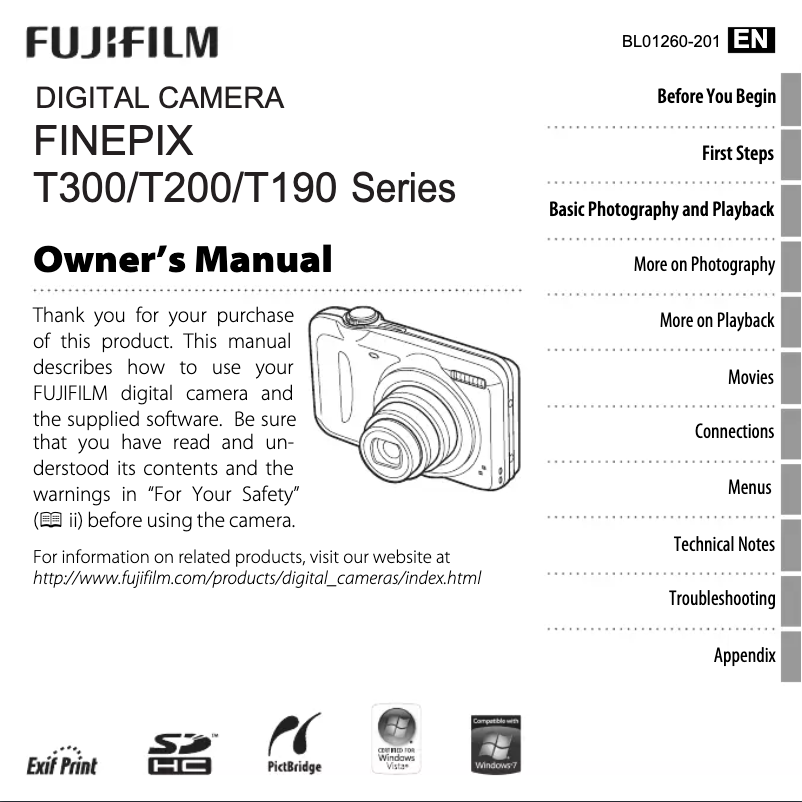 Page n°1 - Manuel utilisateur Fujifilm FinePix T190