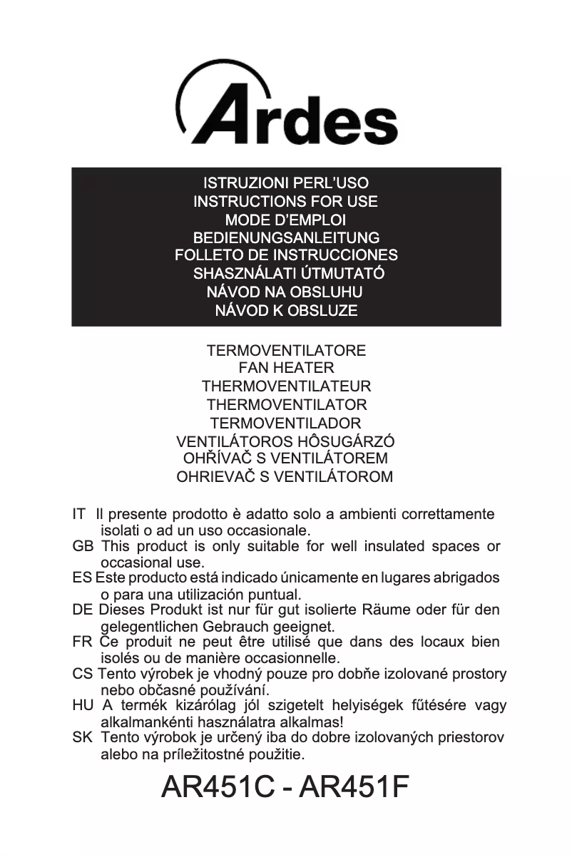 Imagen de la primera página del manual del dispositivo AR451F