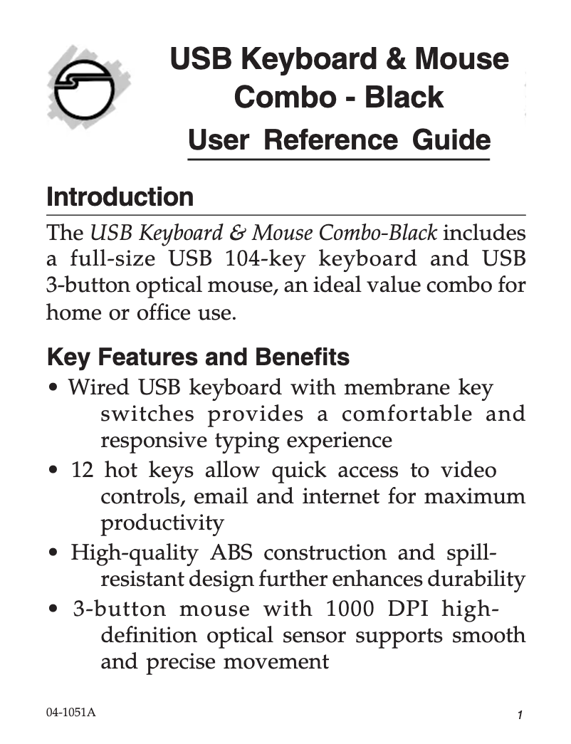 Page n°1 - Manuel utilisateur Siig JK-US0K12-S1