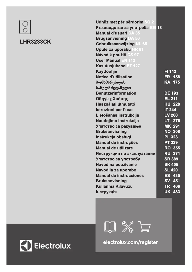 Page 1 de la notice Manuel utilisateur Electrolux LHR3233CK