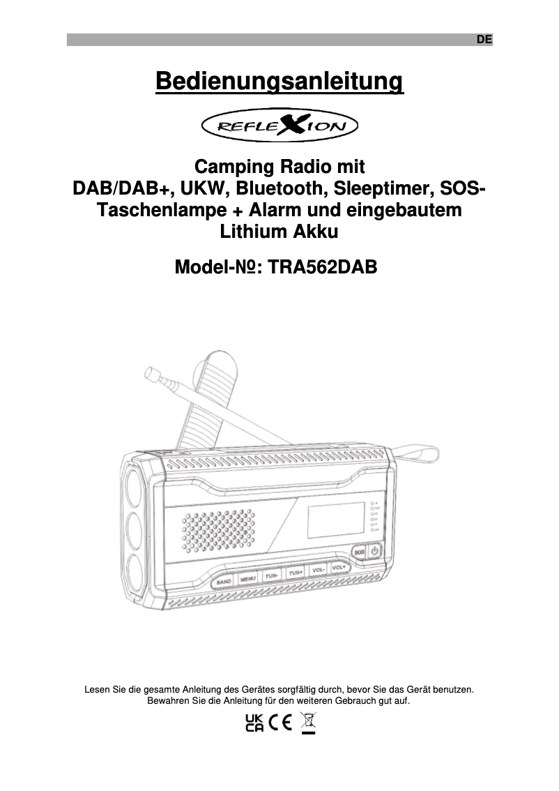 Page n°1 - Manuel utilisateur Reflexion TRA562DAB