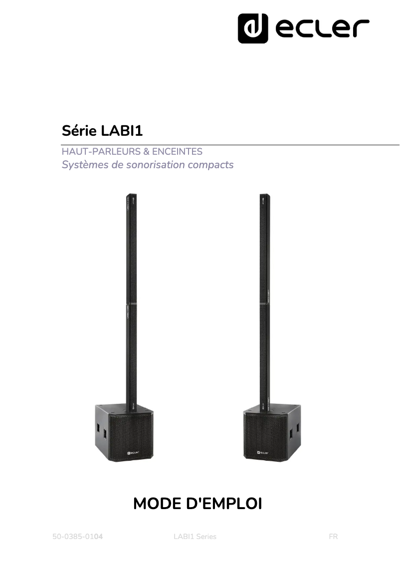 Page n°1 - Manuel utilisateur Ecler LABI1-SB18p