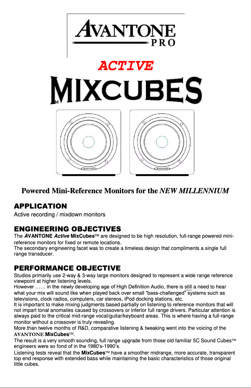Image de la première page du manuel de l'appareil Active Mixcubes