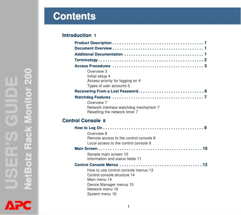 Page n°1 - Manuel utilisateur APC NetBotz 200