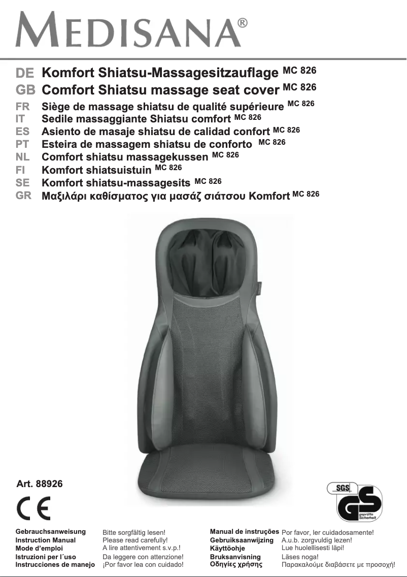 Page n°1 - Manuel utilisateur Medisana MC 826