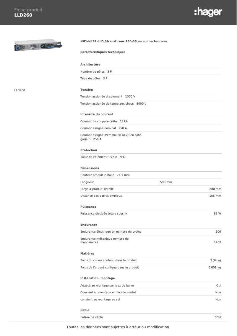 Image de la première page du manuel de l'appareil LLD260