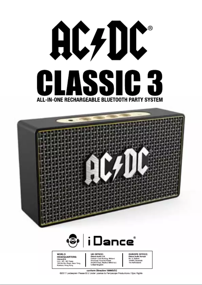 Page n°1 - Manuel utilisateur iDance ACDC CLASSIC 3