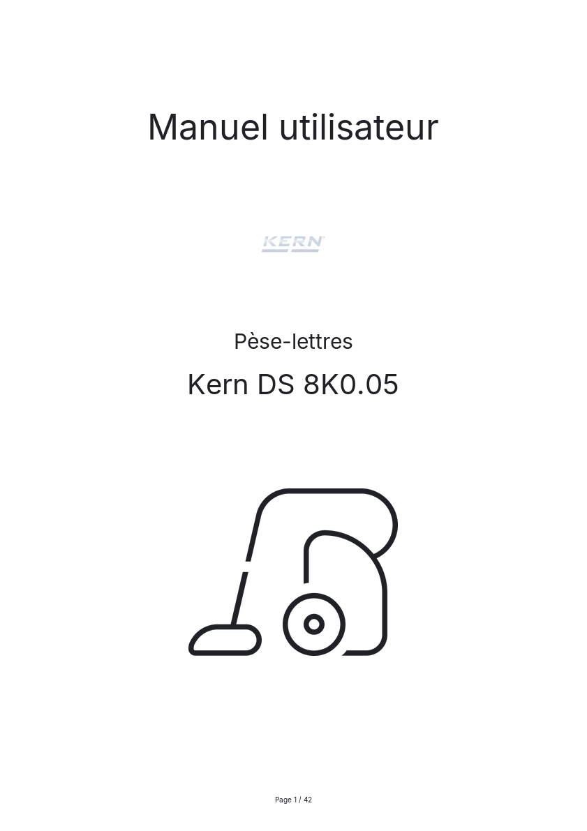 Page n°1 - Manuel utilisateur Kern DS 8K0.05