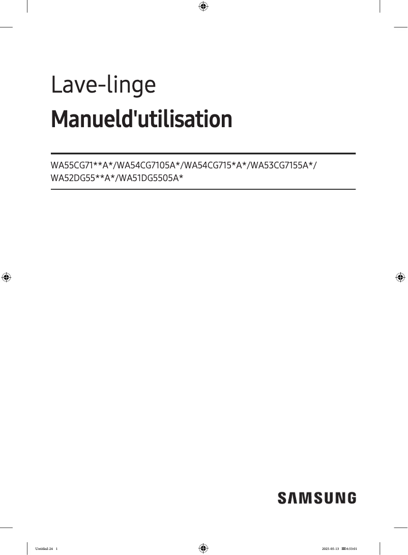 Page 1 de la notice Manuel utilisateur Samsung WA53CG7155AD