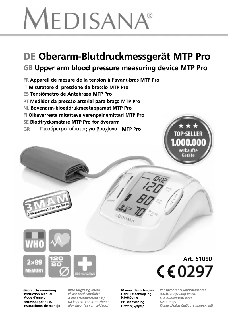 Page 1 de la notice Manuel utilisateur Medisana MTP Pro