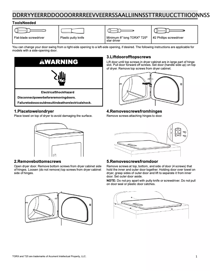 Page n°1 - Instructions / montage Maytag MED6200KW