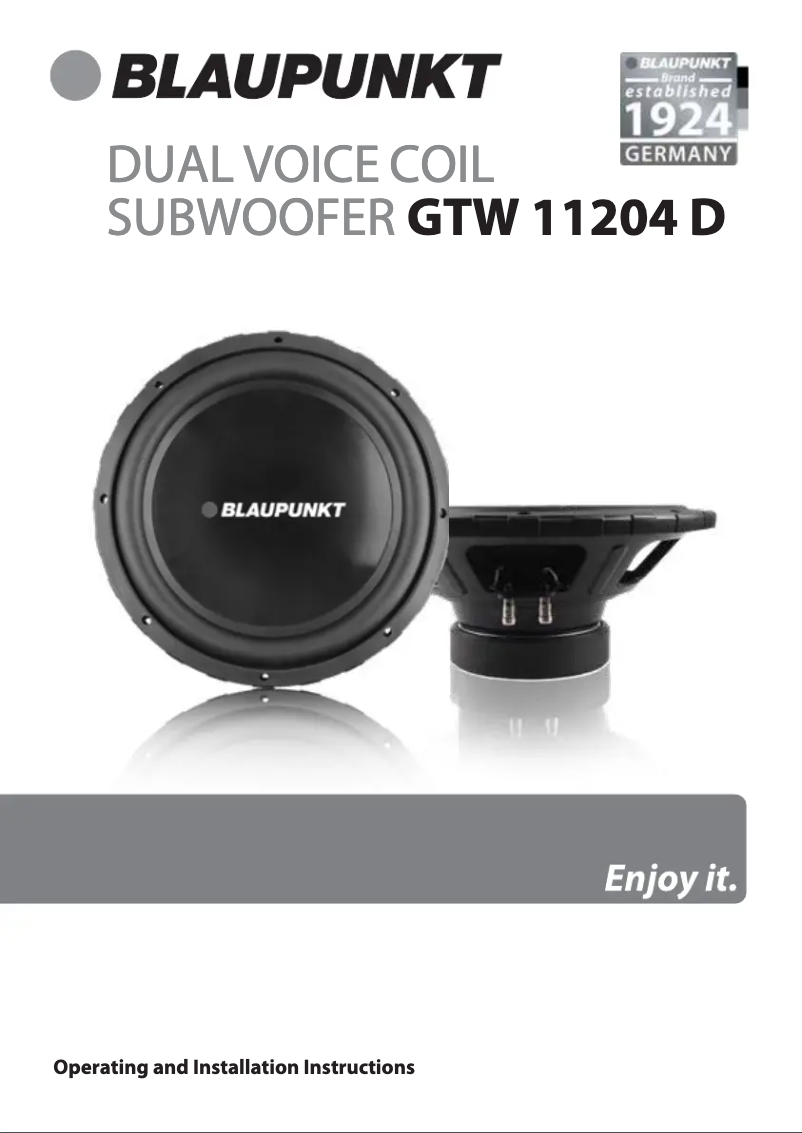 Page 1 de la notice Manuel utilisateur Blaupunkt GTW 11204 D