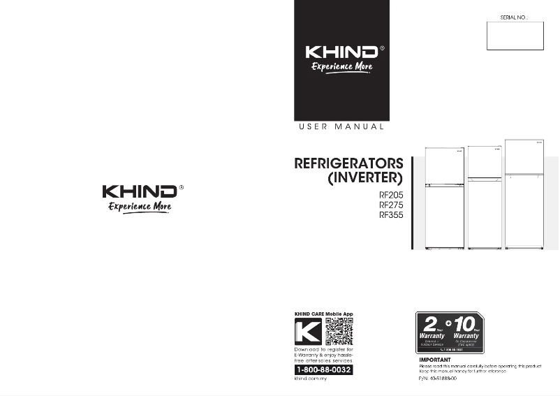 Page 1 de la notice Manuel utilisateur Khind RF355